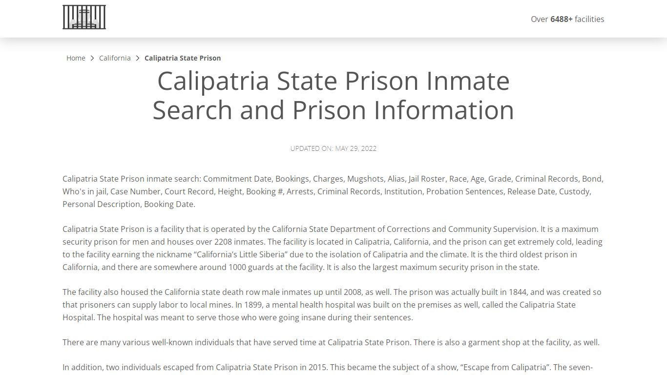 Calipatria State Prison Inmate Search, Visitation, Phone ...